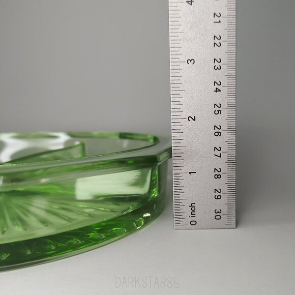 Vintage Depression Uranium Glass 12-Sided 4 Part Relish Dish - Picture 13 of 13
